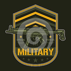 Military forces label vintage colorful