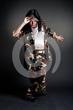 Military girl dancing