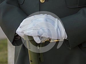 Military gloved hands photo
