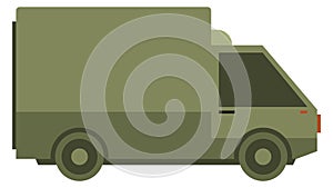 Military green truck. Army vehicle color icon