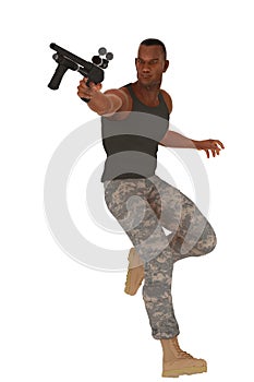 Military guy in action pose