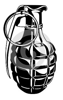 Military hand grenade on a white background. Military logo. Isolated weapon illustration.