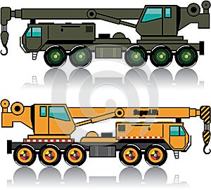 Military heavy crane truck. n orange one.