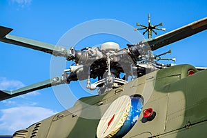 Military heavy helicopter closeup