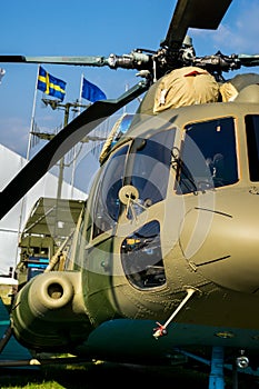 Military heavy helicopter with rotor photo