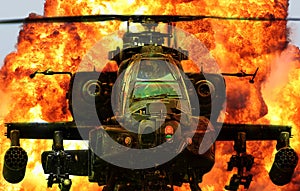 Military helicopter Apache explosion