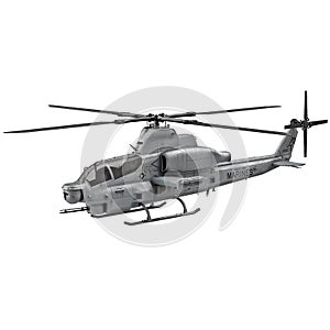 Military helicopter Bell AH 1Z Viper isolated on white 3D Illustration