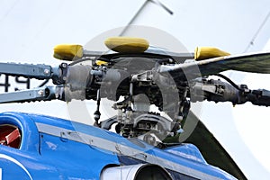 A military helicopter, the blades of a helicopter. case engine helicopters turbine