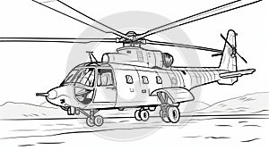 Military Helicopter Coloring Pages: Blown-off-roof Perspective photo
