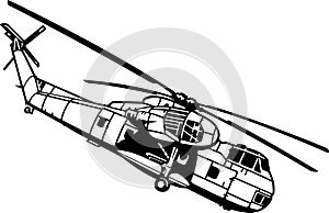 Military Helicopter detailed silhouette. isolated on a white background