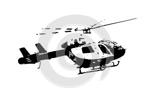 Military helicopter drawing illustration art vintage