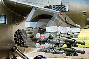 Military helicopter equipped with aircraft missiles
