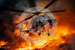 Military helicopter fire epic game. Generate Ai