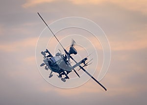 Military helicopter in flight