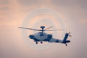 Military helicopter in flight