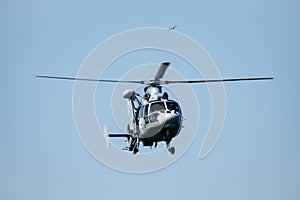 Military helicopter in flight