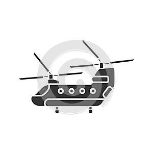 Military helicopter glyph icon
