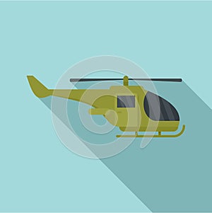 Military helicopter icon, flat style
