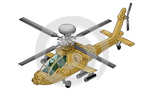 Military helicopter illustration in various colors created using hand-drawn art techniques protected on a white background 3
