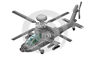 Military helicopter illustration in various colors created using hand-drawn art techniques protected on a white background 4