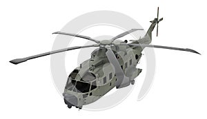 Military helicopter isolated on White background