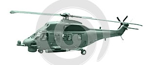 Military helicopter isolated white background