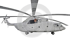 Military helicopter Mi-26. Soviet multi-purpose transport heli Mi26 isolated on white background. Halo - NATO codification