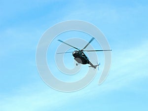 Military helicopter in the sky