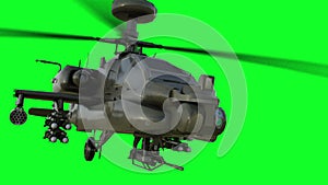 Military helicopter UH-60 Black Hawk realistic 3d animation. Green screen