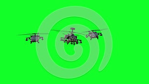 Military helicopter UH-60 Black Hawk realistic 3d animation. Green screen