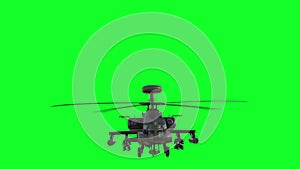 Military helicopter UH-60 Black Hawk realistic 3d animation. Green screen