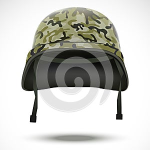 Military helmet with camo pattern vector