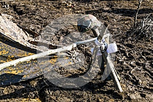 Military helmet of a Wehrmacht soldier on the military-Patriotic festival 