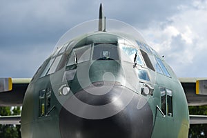 Military Hercules airplane on the runway