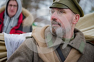 Military-historical reconstruction of fights of times of the First World war, Borodino, on 13 March 2016