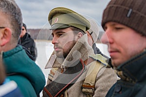 Military-historical reconstruction of fights of times of the First World war, Borodino, on 13 March 2016.