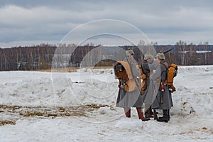 Military-historical reconstruction of fights of times of the First World war, Borodino, on 13 March 2016.