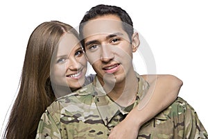 Military Husband and Wife hugging