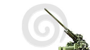 Military intrusion concept. Old anti aircraft gun isolated on white background