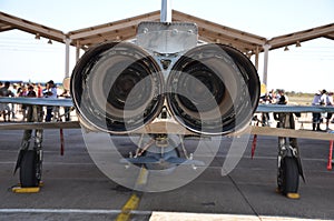 Military jet exhaust. Aircraft exhaust and nozzle detail. External view detailed