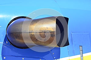 Military jet exhaust. Aircraft exhaust and nozzle detail. External view detailed