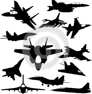 Military jet-fighter silhouettes