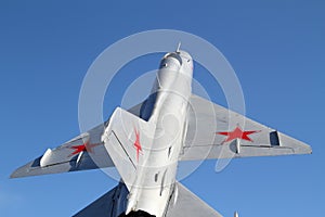 Military jet top view photo