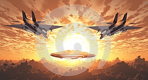 Military Jets Pursue UFO photo