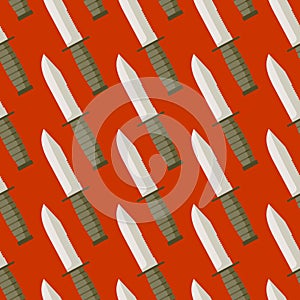Military Knife seamless pattern. Background bladed weapons.
