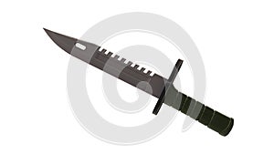 Military knife, weapon on white, side view