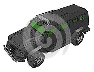 Military light utility vehicle vector or color illustration