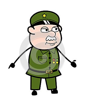 Military Man Expressionless Face Cartoon