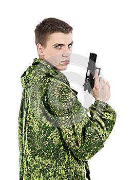 Military Man With Gun