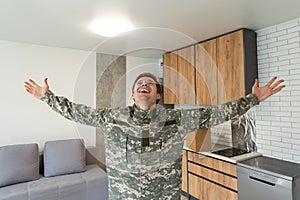 military man in new apartments